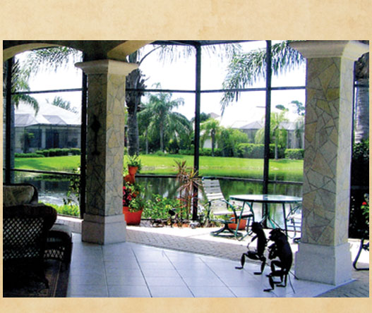 faux mosaic tile columns