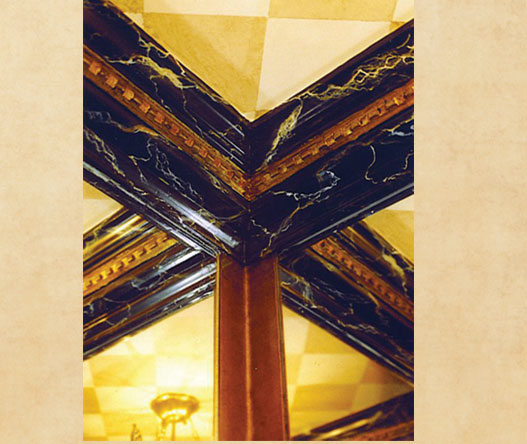 faux marble and gilding in elevator