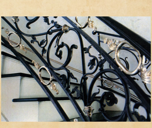 silver leaf on wrought iron staircase